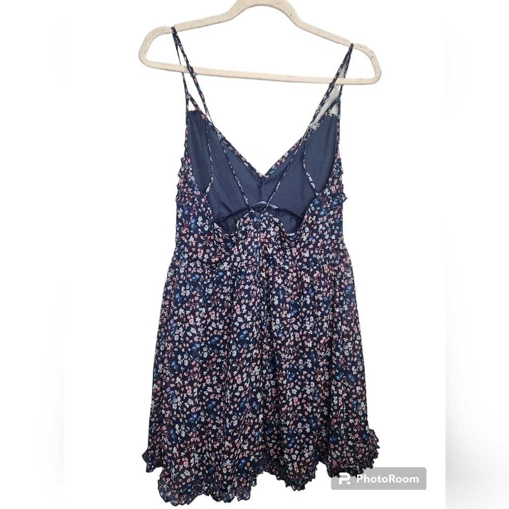 Trixxi Ditsy Double Strap Floral Mini Dress with Ruffle M - Picture 4 of 9